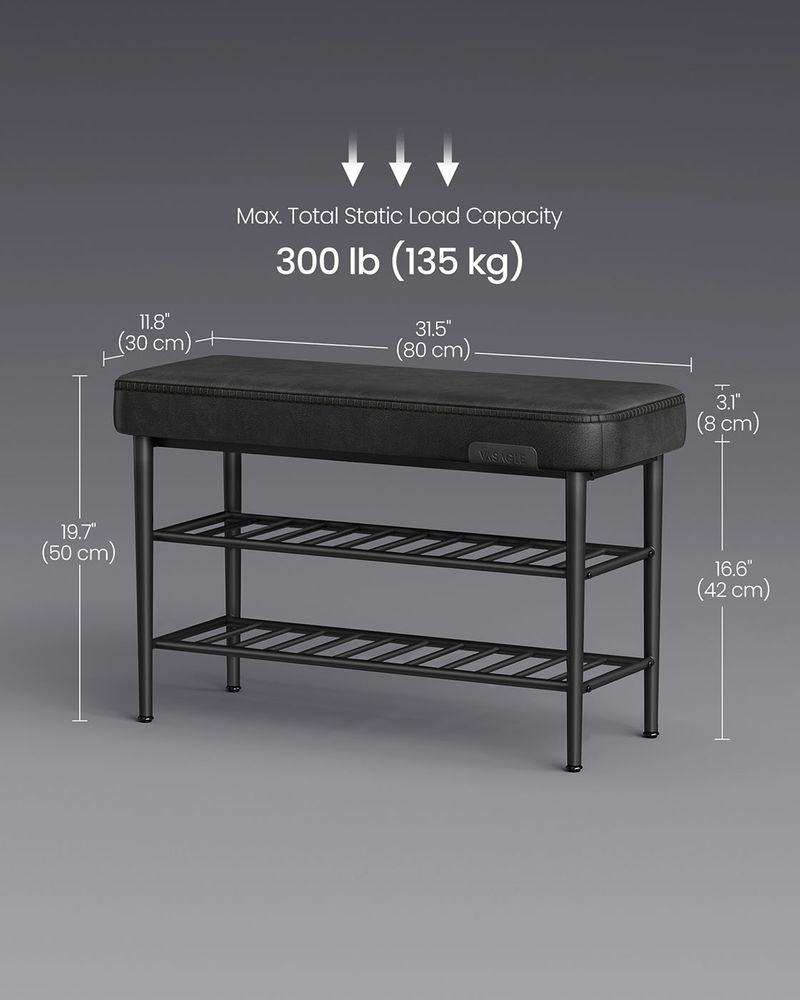 EKHO Cipőpad, Bejárati cipőtartó 30x80x50 cm, fekete-VASBÚTOR
