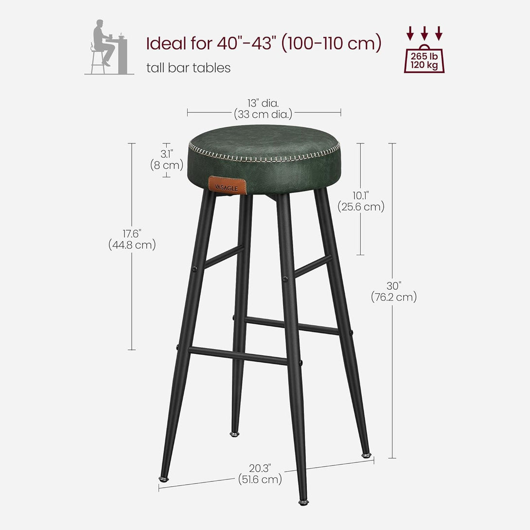 EKHO bárszékek, 2 db-os 76.2 cm magas bárszék szett, erdőzöld-VASBÚTOR