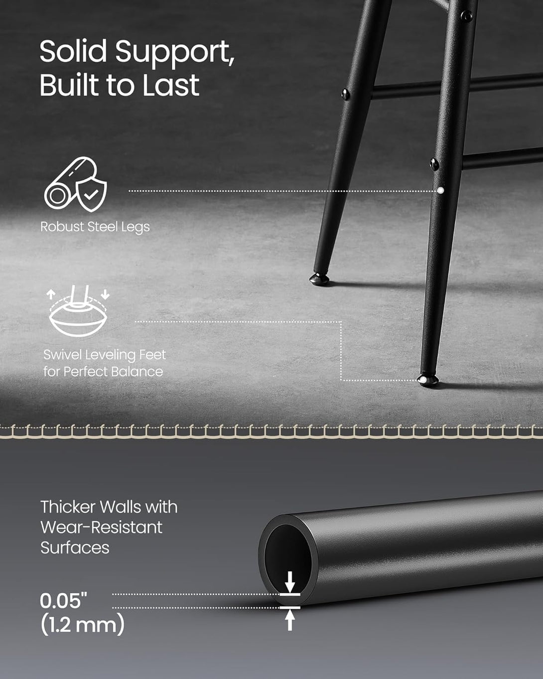 EKHO bárszékek 2db-os készlet, Konyhai székek, Fekete-VASBÚTOR