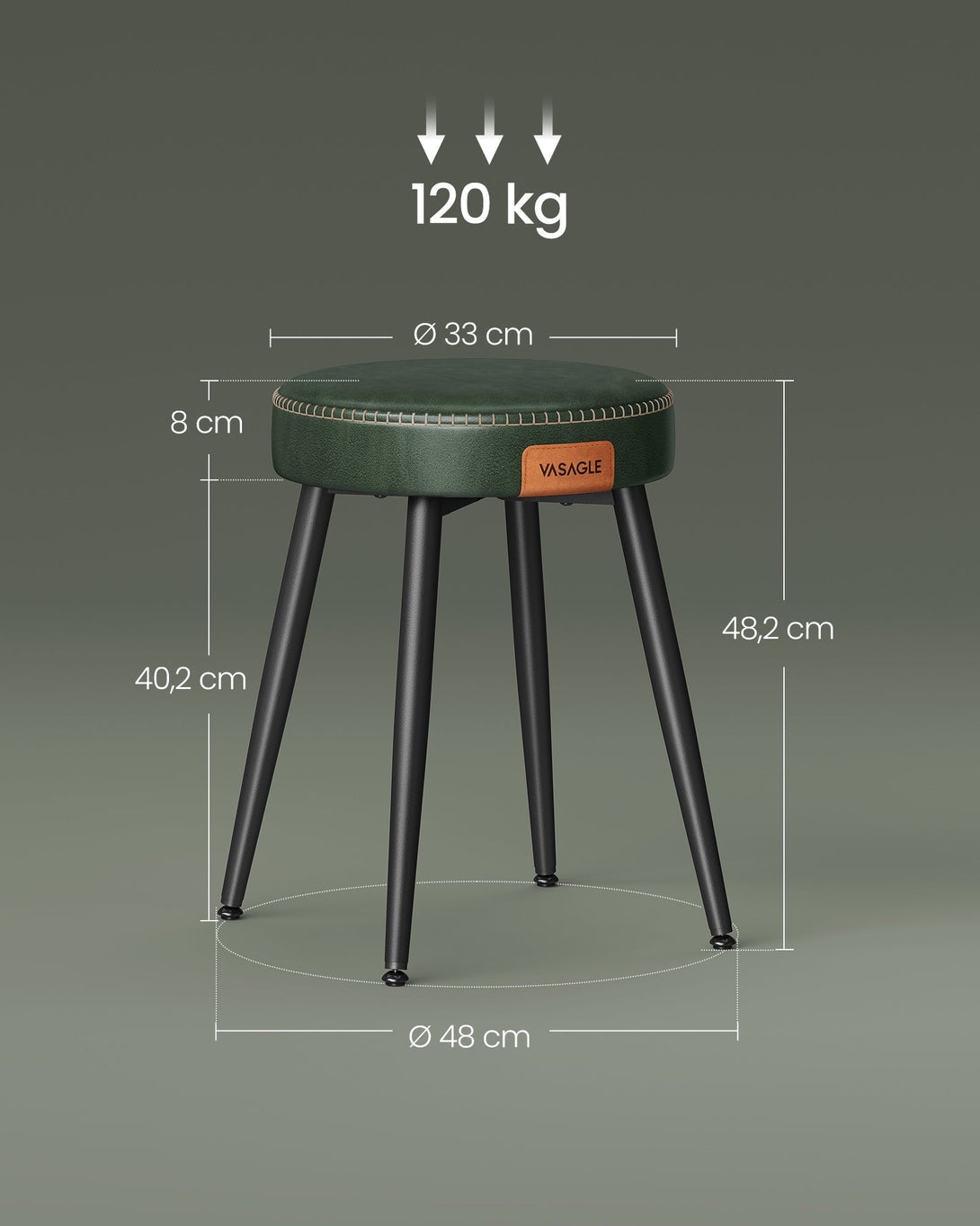EKHO étkezőszék, konyhai szék 48.2 cm magas, erdőzöld-VASBÚTOR