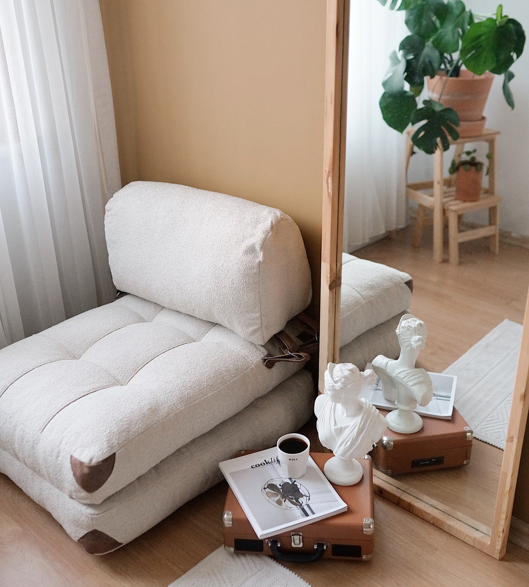 Egyzemélyes kanapéágy- Fold Teddy - Krém-VASBÚTOR