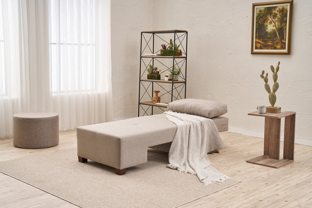 Egyzemélyes kanapéágy- Perenna Linen Balos - Krém-VASBÚTOR