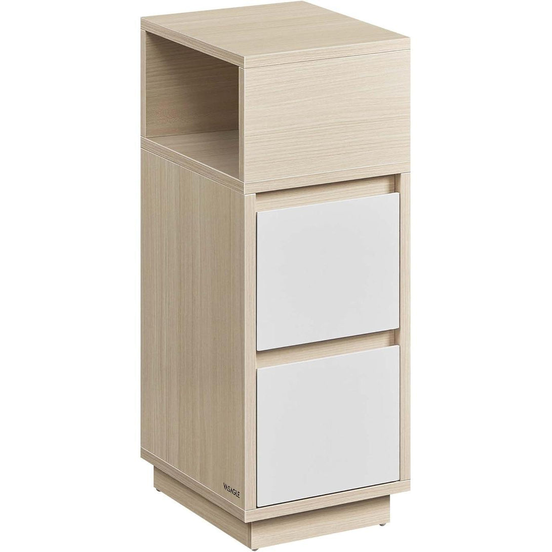 Éjjeliszekrény, 2 fiók, nyitott rekesz,natúr bézs, felhőfehér-VASBÚTOR