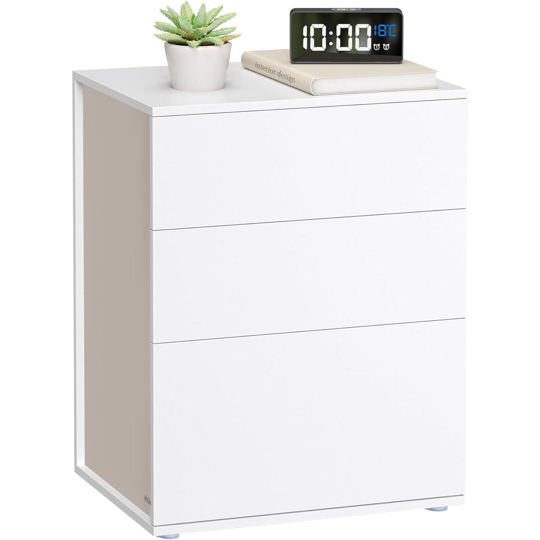 Éjjeliszekrény 3 tárolófiókkal, matt fehér és cappuccino bézs színben-VASBÚTOR