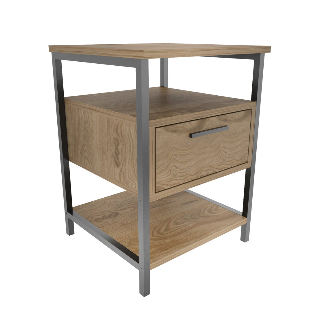 Éjjeliszekrény Alba - Black, Oak-VASBÚTOR