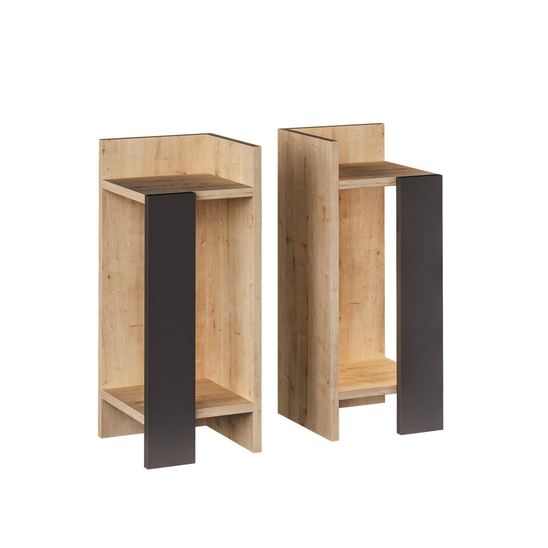 Éjjeliszekrény Elos - Oak, Anthracite-VASBÚTOR