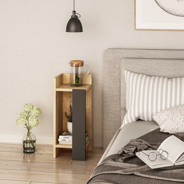 Éjjeliszekrény Elos left - Oak, Anthracite-VASBÚTOR
