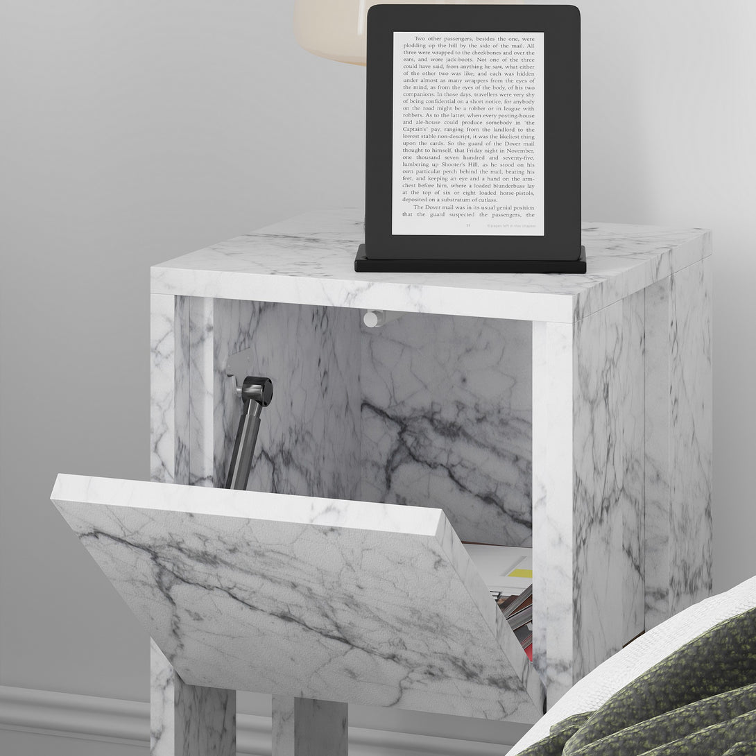 Éjjeliszekrény Ema - Carrara Marble-VASBÚTOR