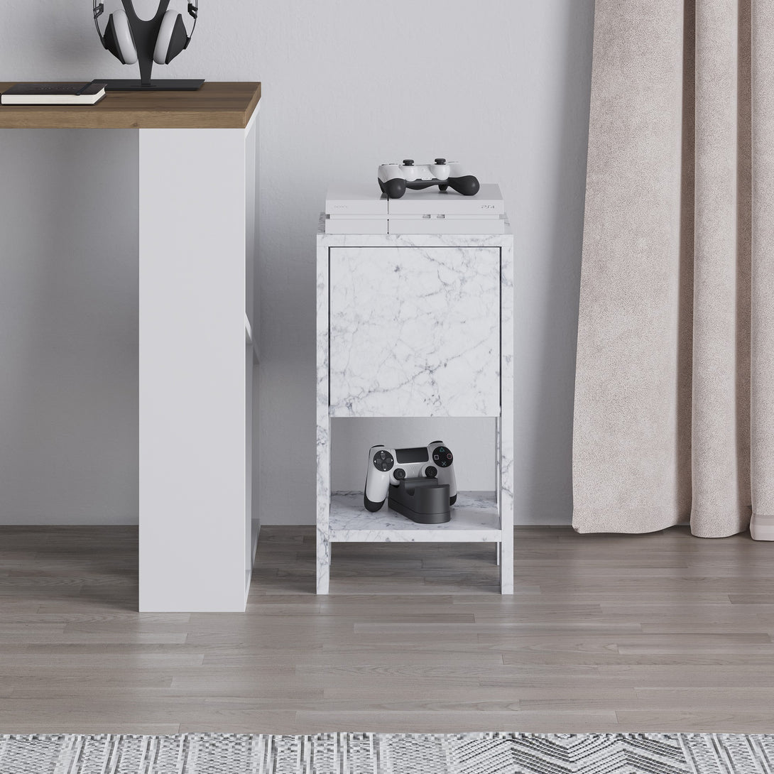 Éjjeliszekrény Ema - Carrara Marble-VASBÚTOR