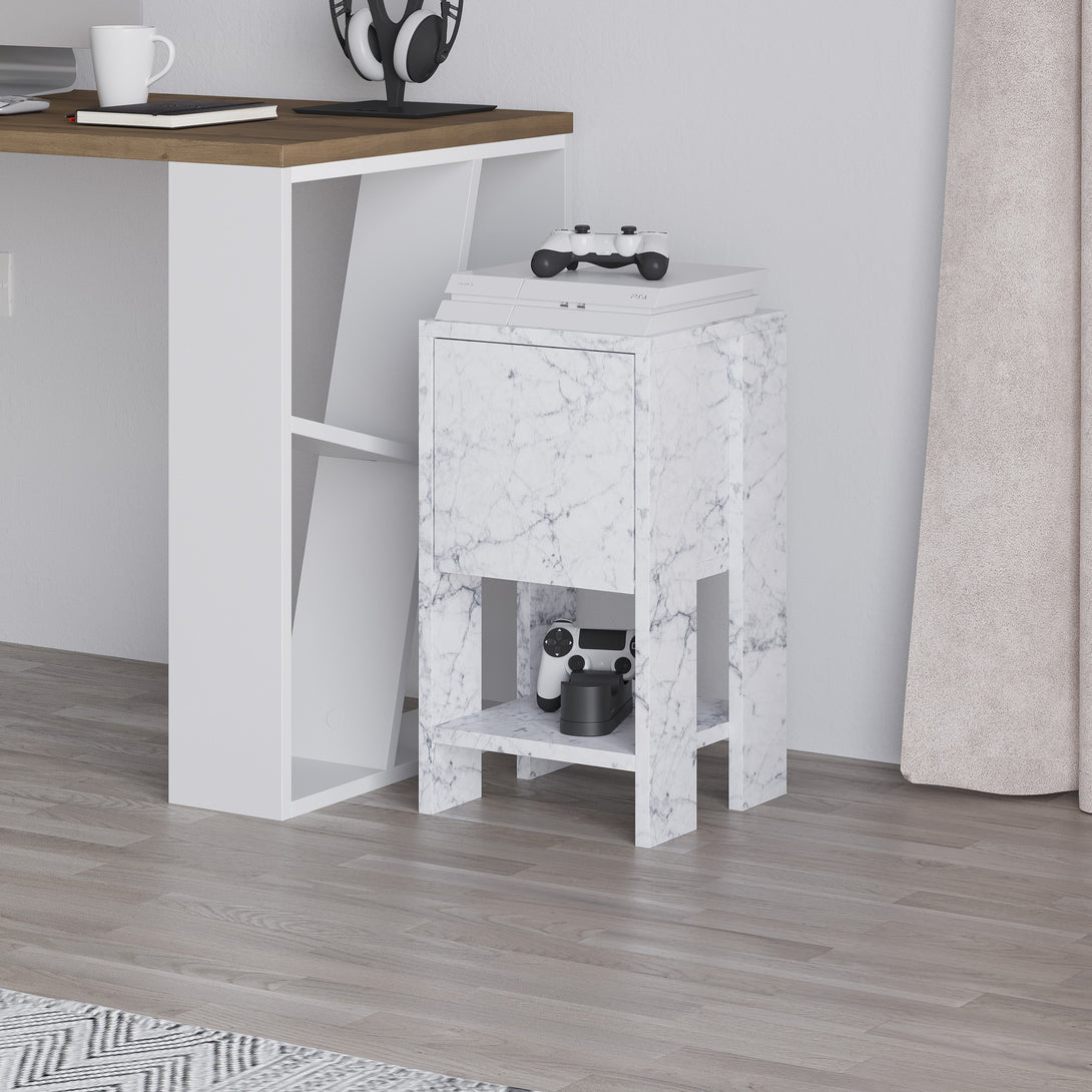 Éjjeliszekrény Ema - Carrara Marble-VASBÚTOR