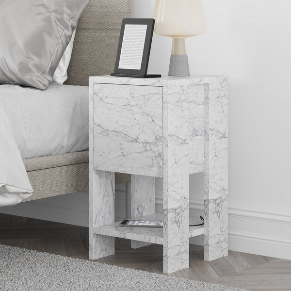 Éjjeliszekrény Ema - Carrara Marble-VASBÚTOR