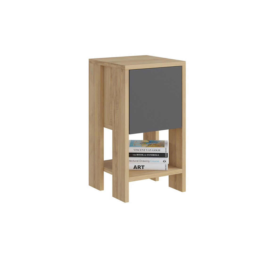 Éjjeliszekrény Ema - Oak, Anthracite-VASBÚTOR