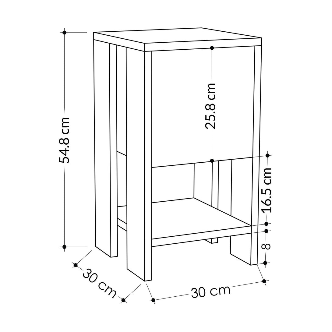 Éjjeliszekrény Ema - Sapphire Oak, White-VASBÚTOR