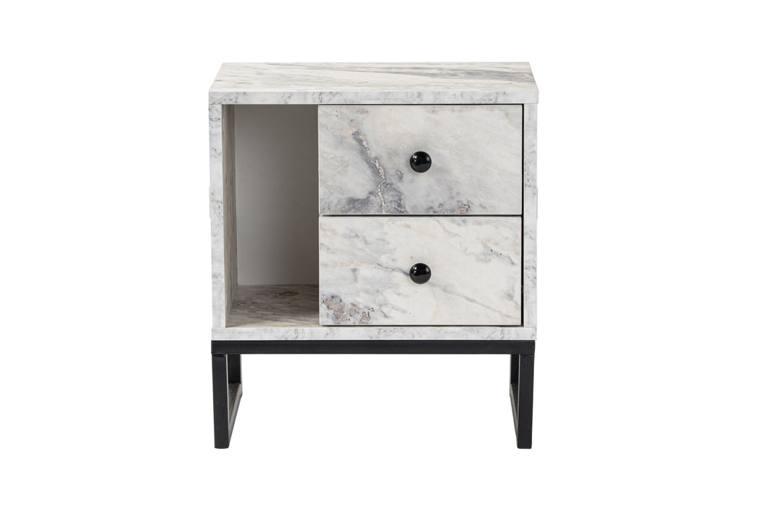 Éjjeliszekrény Glimmer - Fressia Marble, Fekete-VASBÚTOR