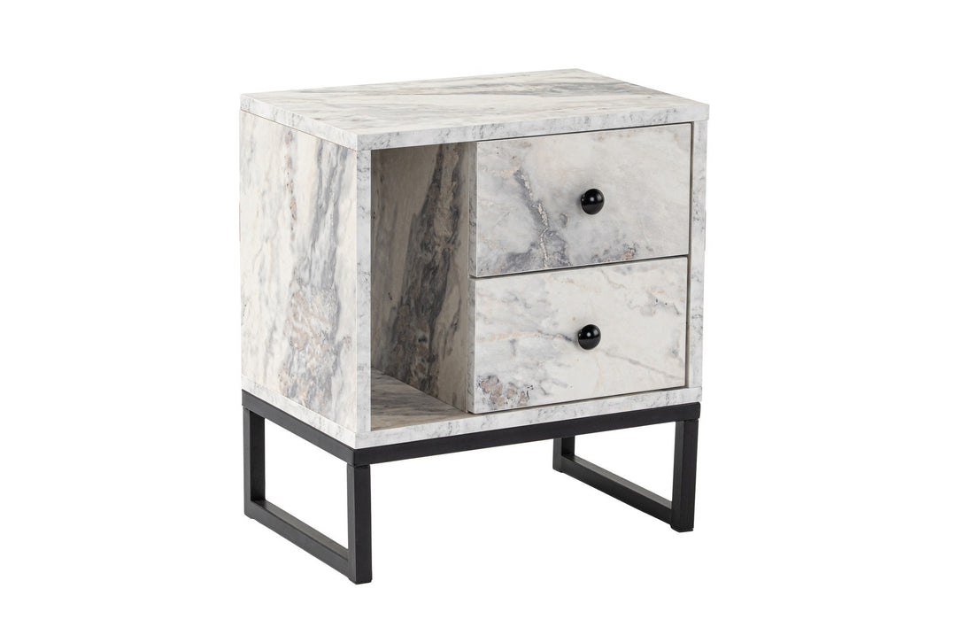 Éjjeliszekrény Glimmer - Fressia Marble, Fekete-VASBÚTOR