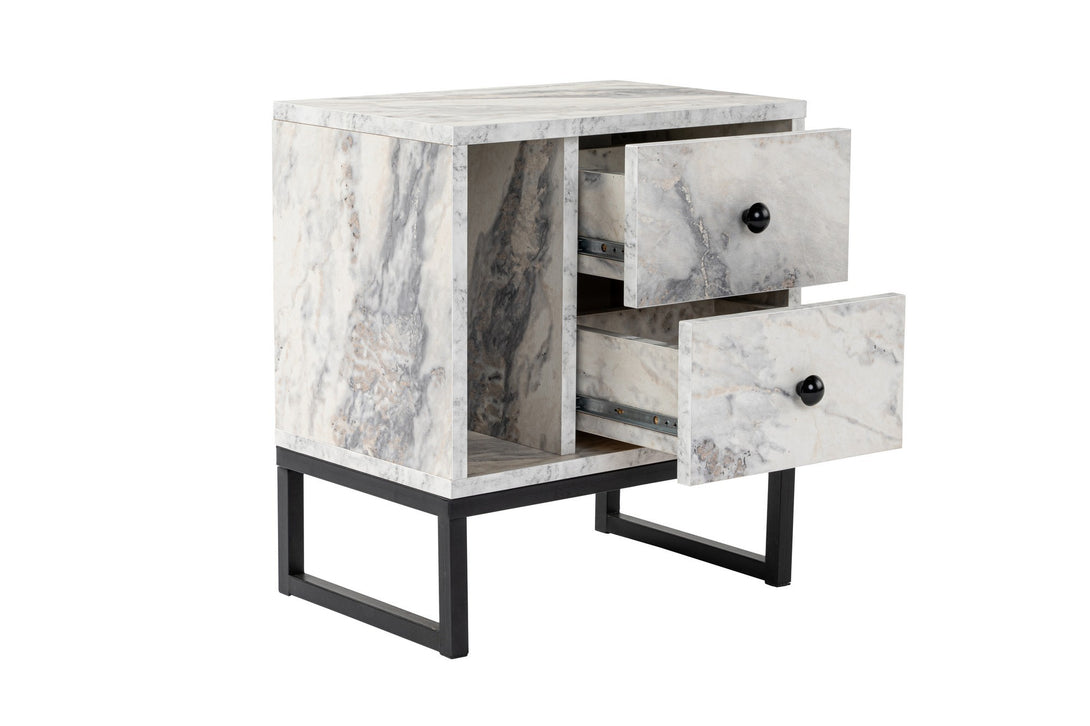 Éjjeliszekrény Glimmer - Fressia Marble, Fekete-VASBÚTOR