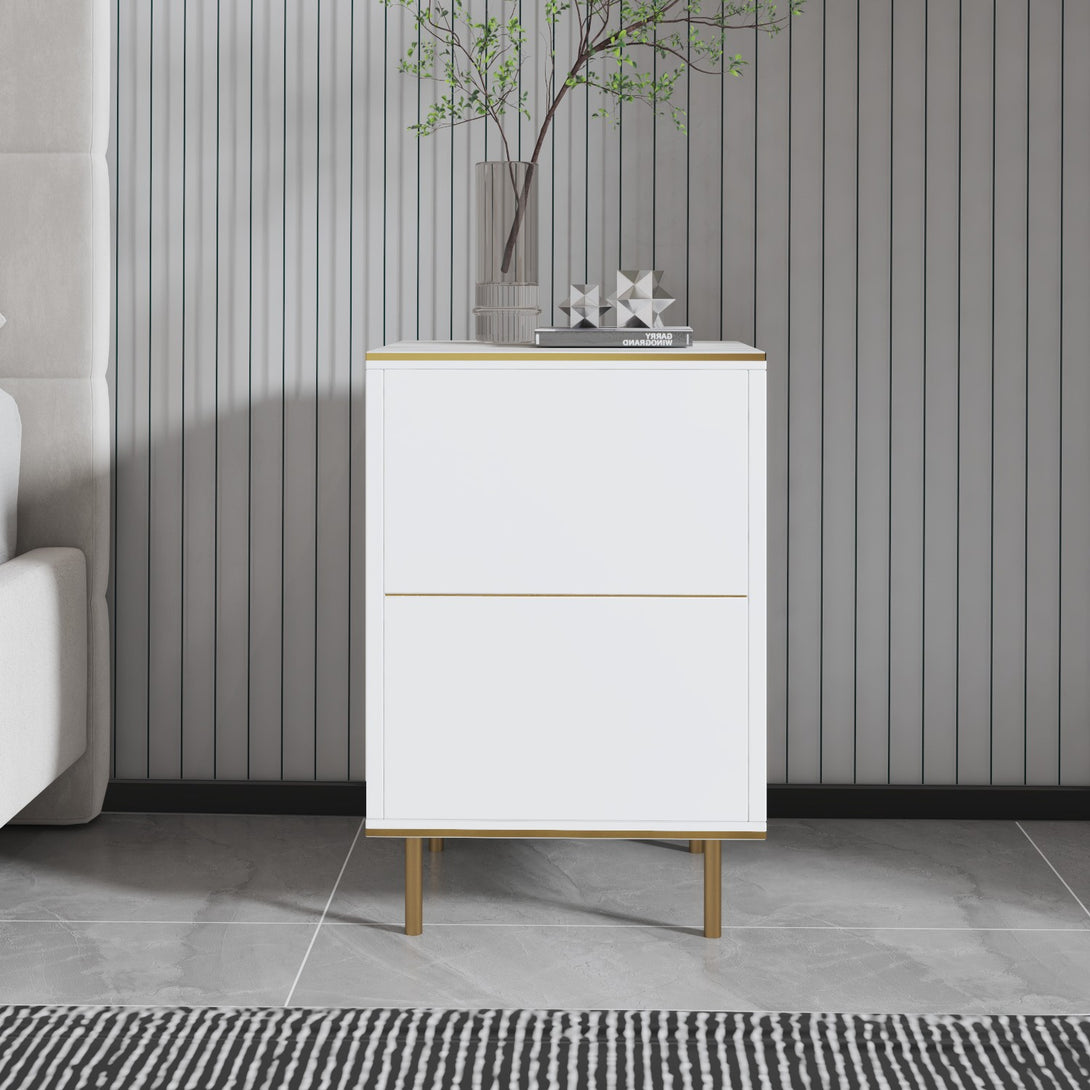 Éjjeliszekrény Imaj - Marble, White-VASBÚTOR