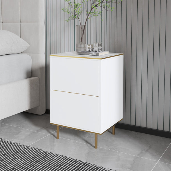 Éjjeliszekrény Imaj - Marble, White-VASBÚTOR