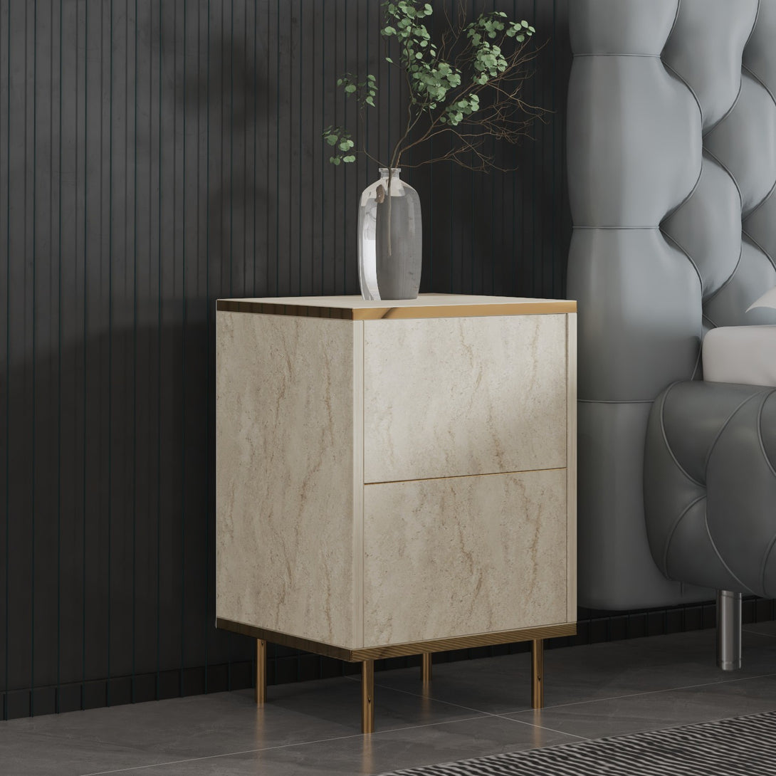 Éjjeliszekrény Imaj - Travertine, Gold-VASBÚTOR