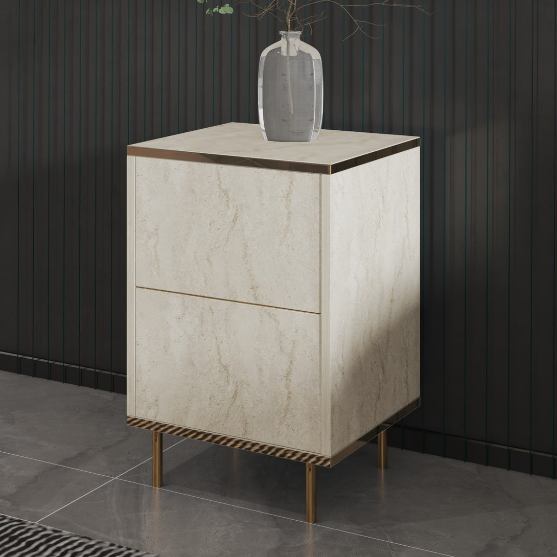 Éjjeliszekrény Imaj - Travertine, Gold-VASBÚTOR