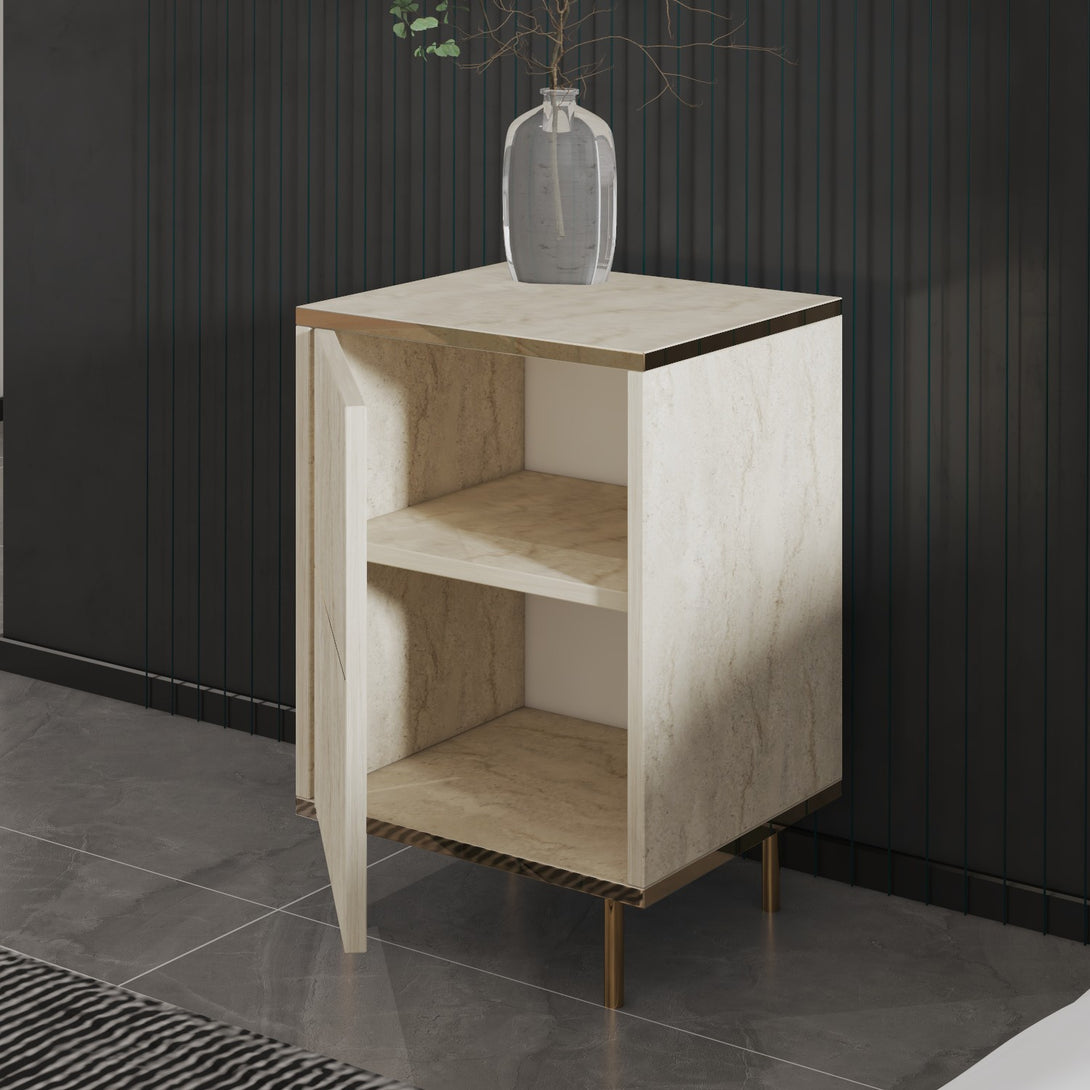 Éjjeliszekrény Imaj - Travertine, Gold-VASBÚTOR