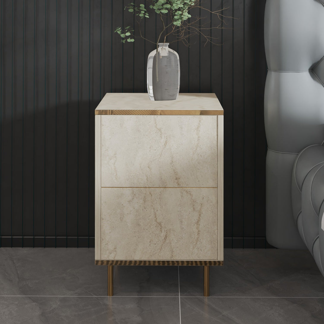 Éjjeliszekrény Imaj - Travertine, Gold-VASBÚTOR