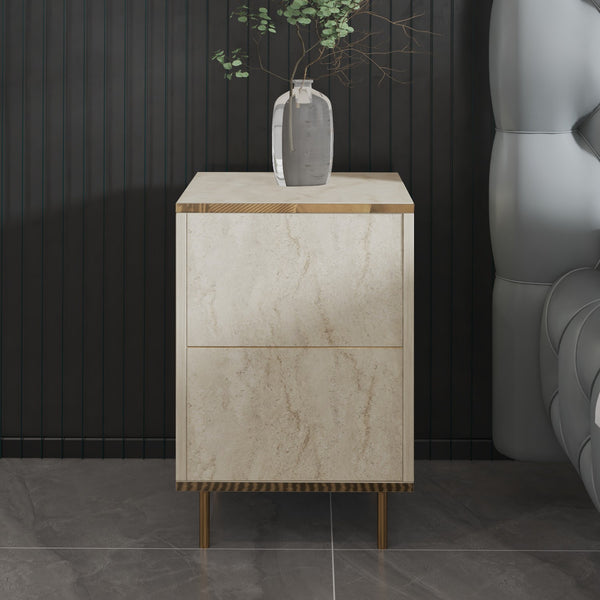 Éjjeliszekrény Imaj - Travertine, Gold-VASBÚTOR