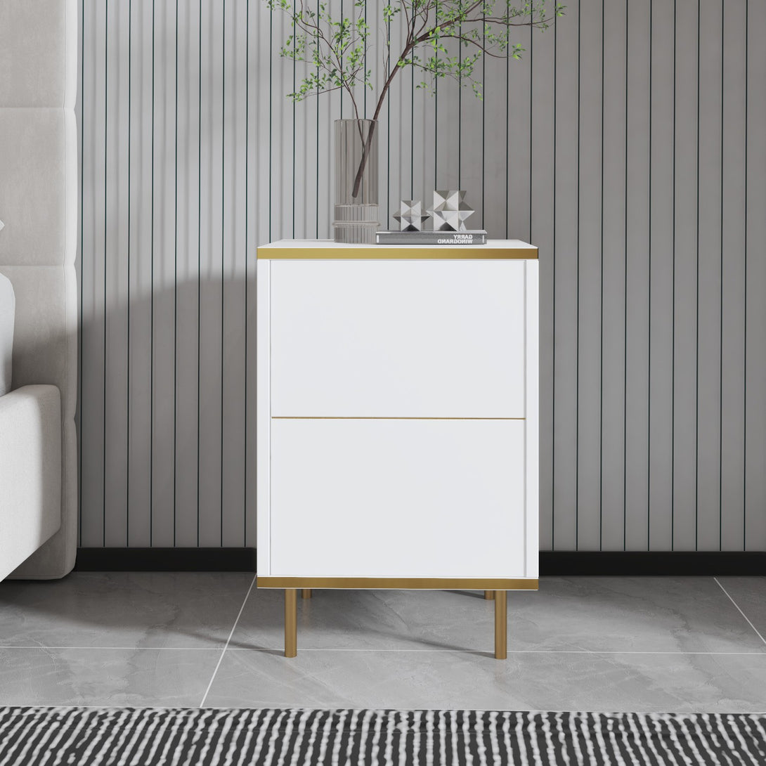Éjjeliszekrény Imaj - White, Gold-VASBÚTOR