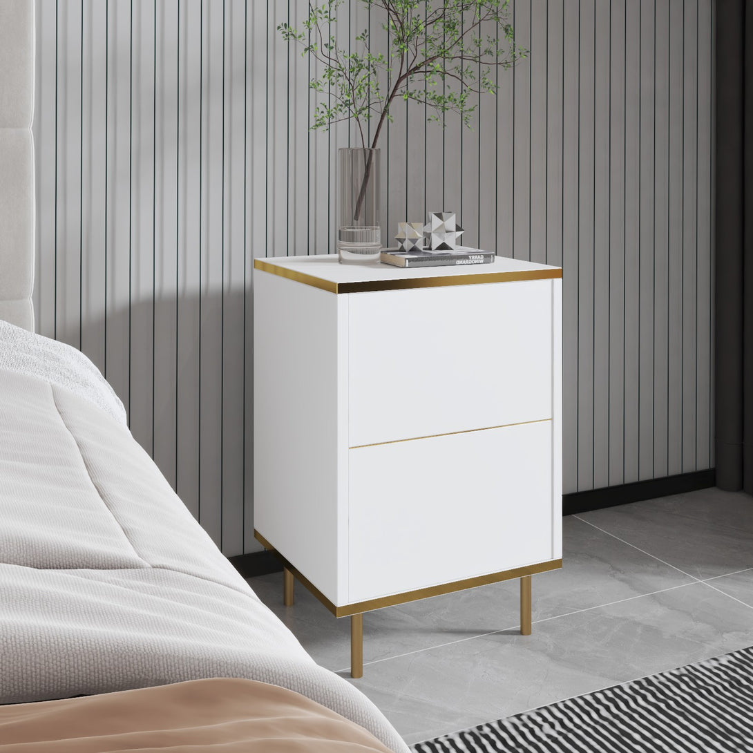 Éjjeliszekrény Imaj - White, Gold-VASBÚTOR