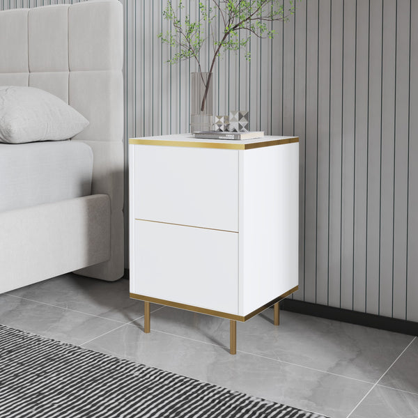 Éjjeliszekrény Imaj - White, Gold-VASBÚTOR