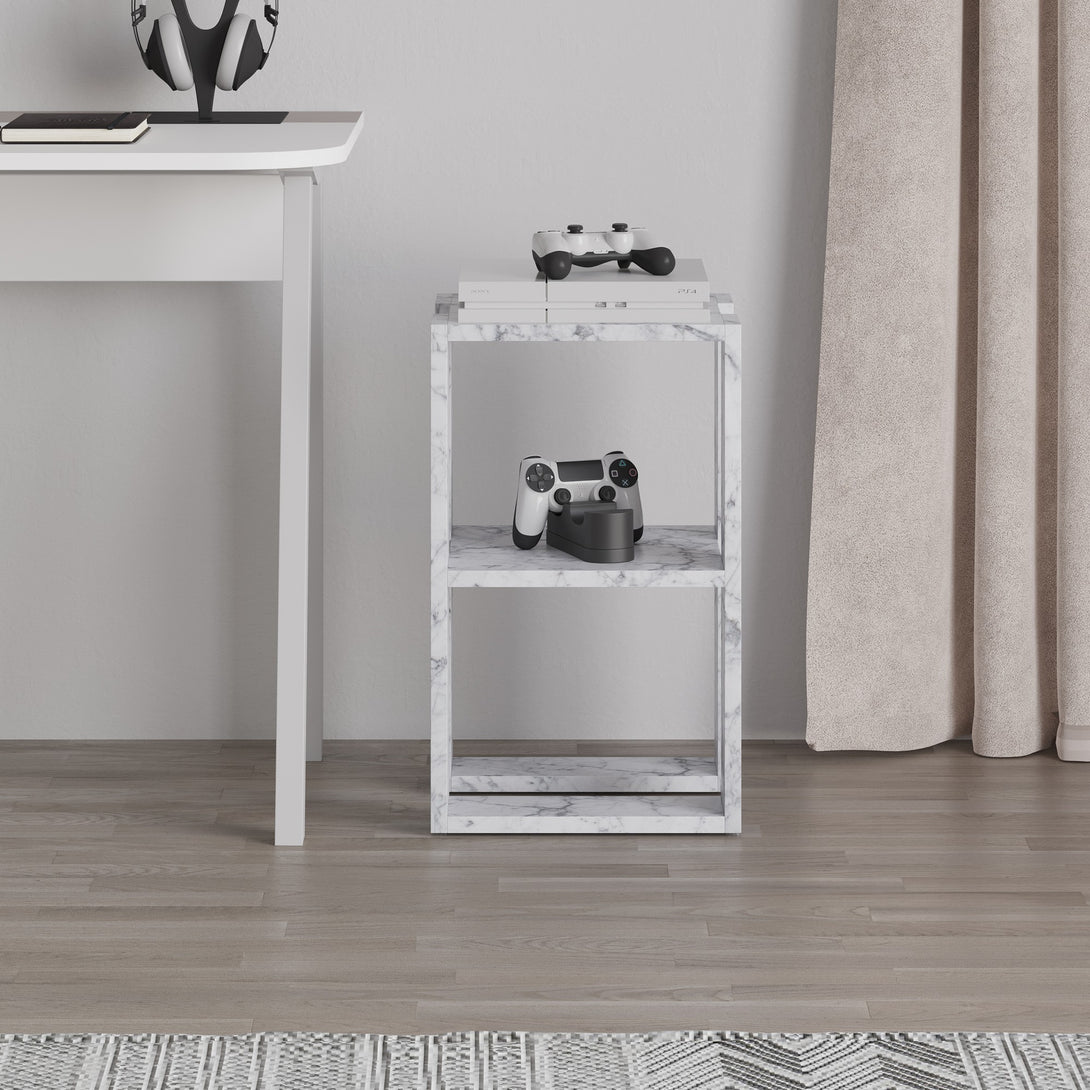Éjjeliszekrény Lonie - Carrara Marble-VASBÚTOR