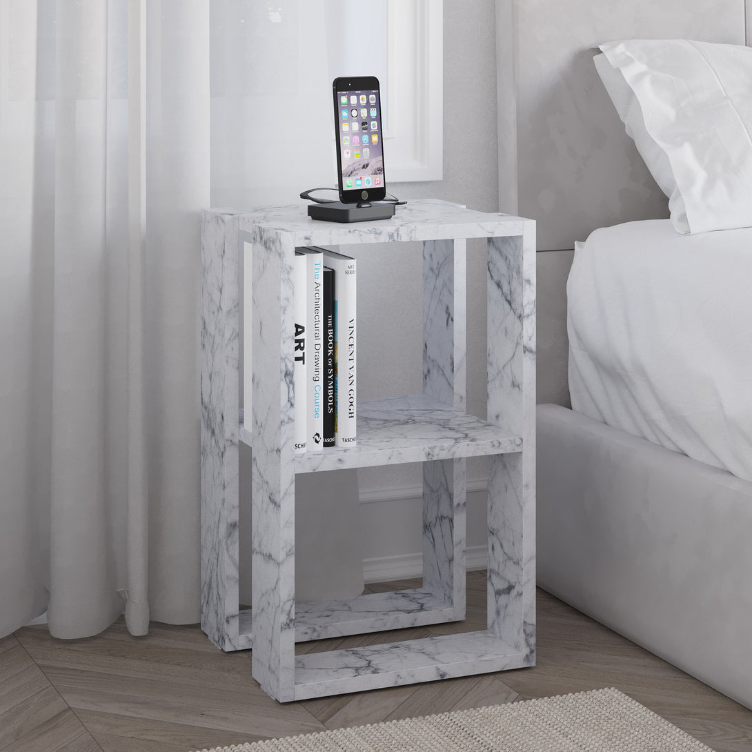 Éjjeliszekrény Lonie - Carrara Marble-VASBÚTOR