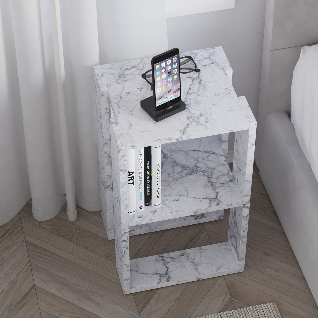 Éjjeliszekrény Lonie - Carrara Marble-VASBÚTOR