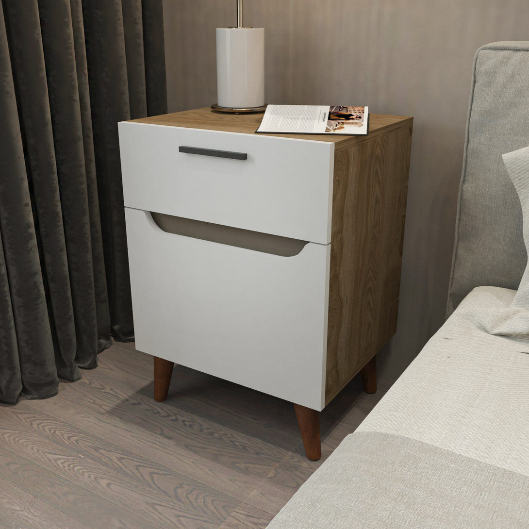 Éjjeliszekrény Losso - White, Oak-VASBÚTOR