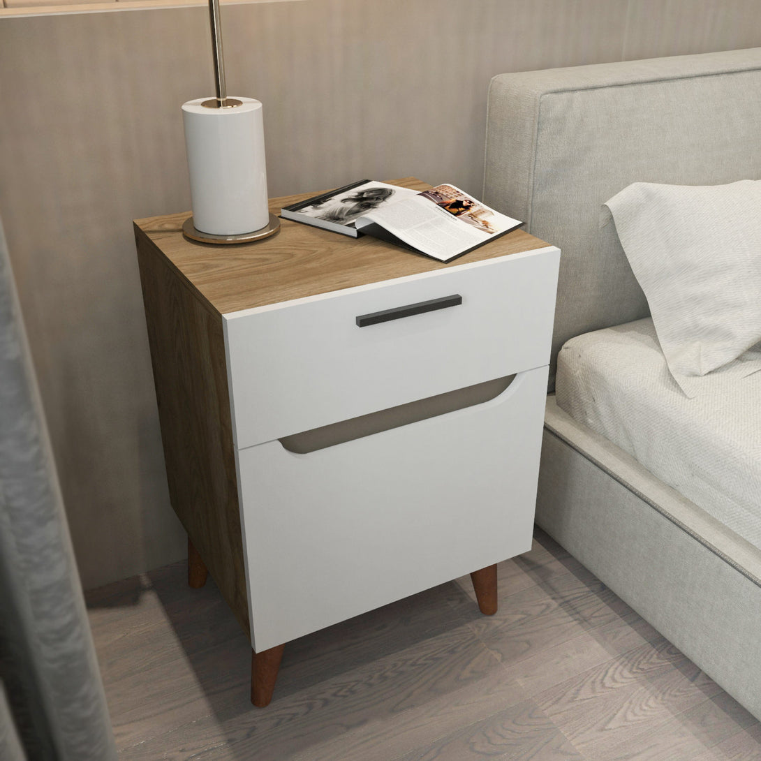 Éjjeliszekrény Losso - White, Oak-VASBÚTOR