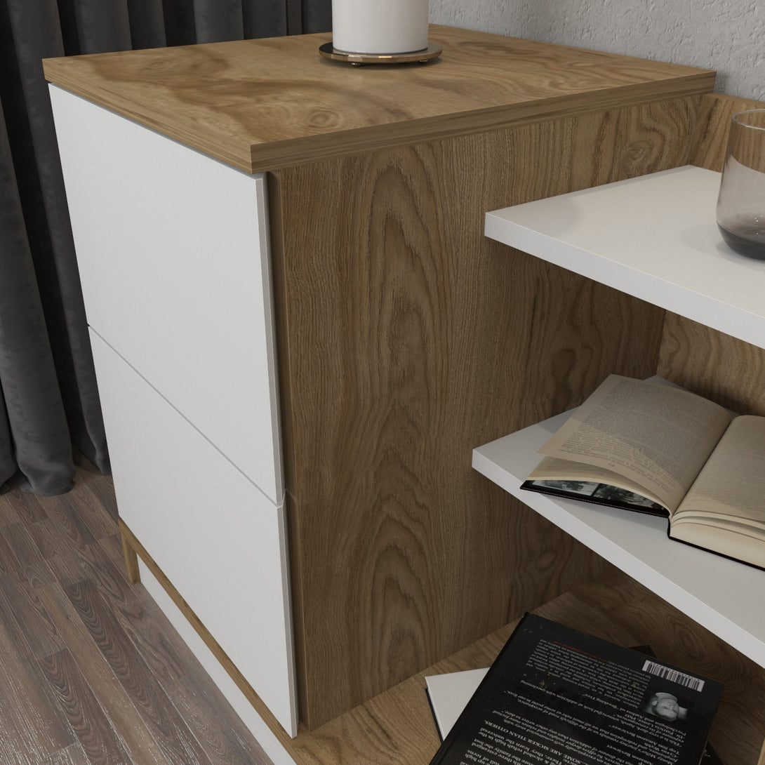 Éjjeliszekrény Rena - White, Oak-VASBÚTOR