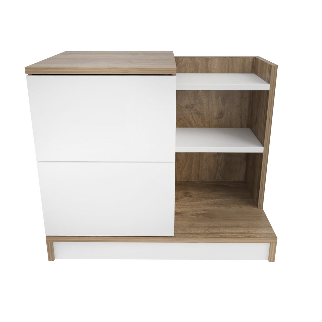 Éjjeliszekrény Rena - White, Oak-VASBÚTOR