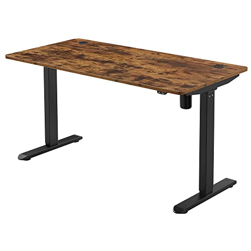 Elektromosan Állítható Magasságú Íróasztal, 70 x 140 x (70-118) cm, Vintage Barna-Fekete-VASBÚTOR