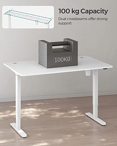 Elektromosan állítható magasságú íróasztal, 70 x 140 x (73-114) cm, acélvázas, fehér-VASBÚTOR