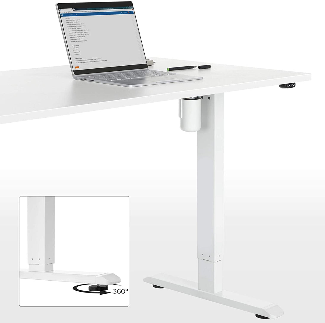Elektromosan állítható magasságú íróasztal, 70 x 140 x (73-114) cm, acélvázas, fehér-VASBÚTOR