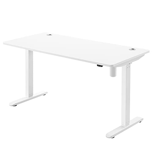 Elektromosan állítható magasságú íróasztal, 70 x 140 x (73-114) cm, acélvázas, fehér-VASBÚTOR