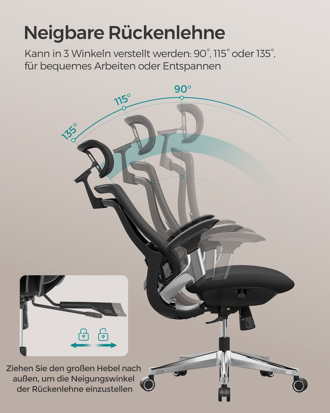 Ergonomikus, állítható, dönthető irodai szék, fekete-VASBÚTOR