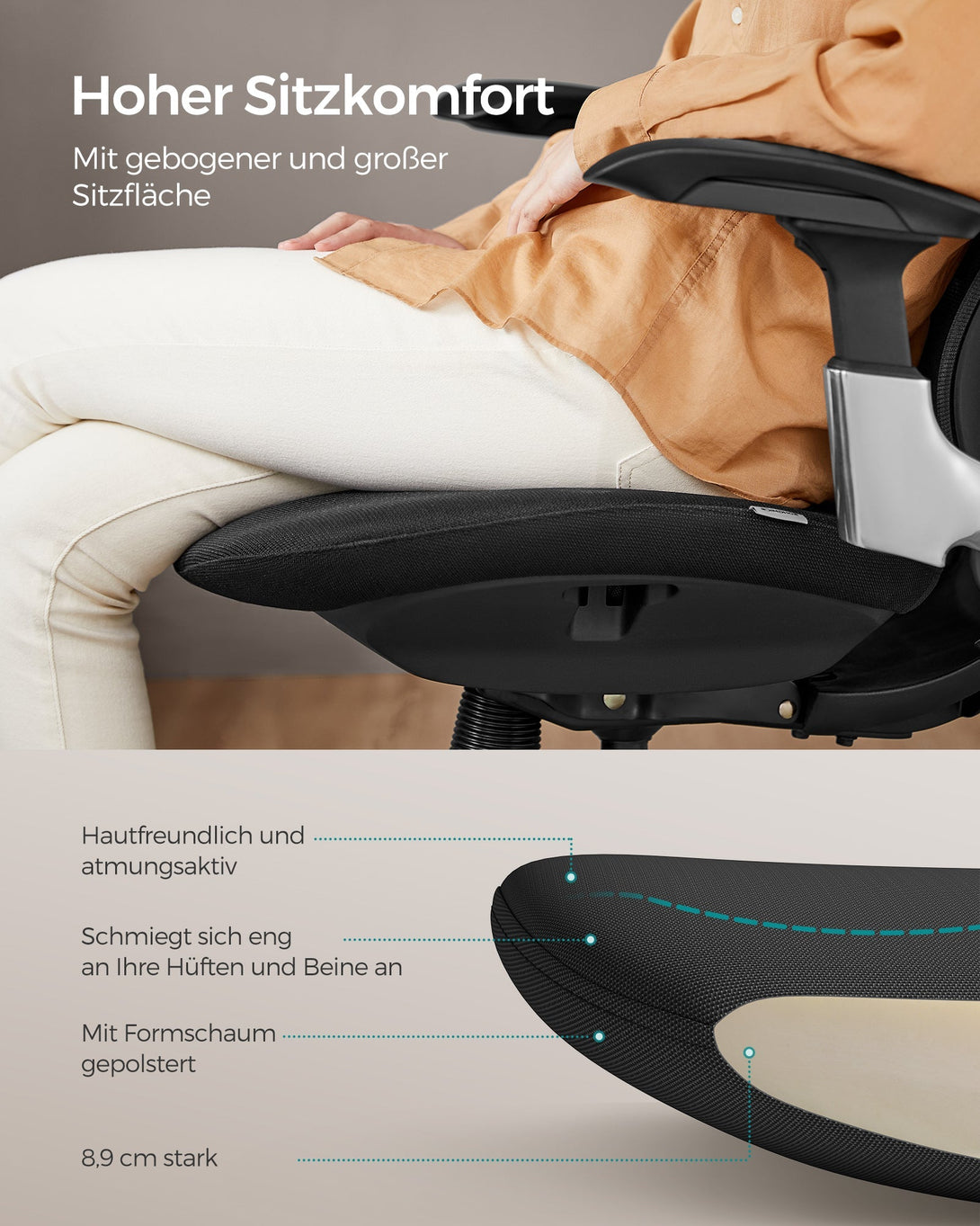 Ergonomikus, állítható, dönthető irodai szék, fekete-VASBÚTOR