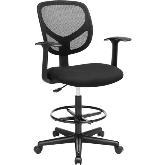 Ergonomikus irodai szék kartámaszokkal, forgó szék 55-75 cm ülésmagasság, Fekete-VASBÚTOR