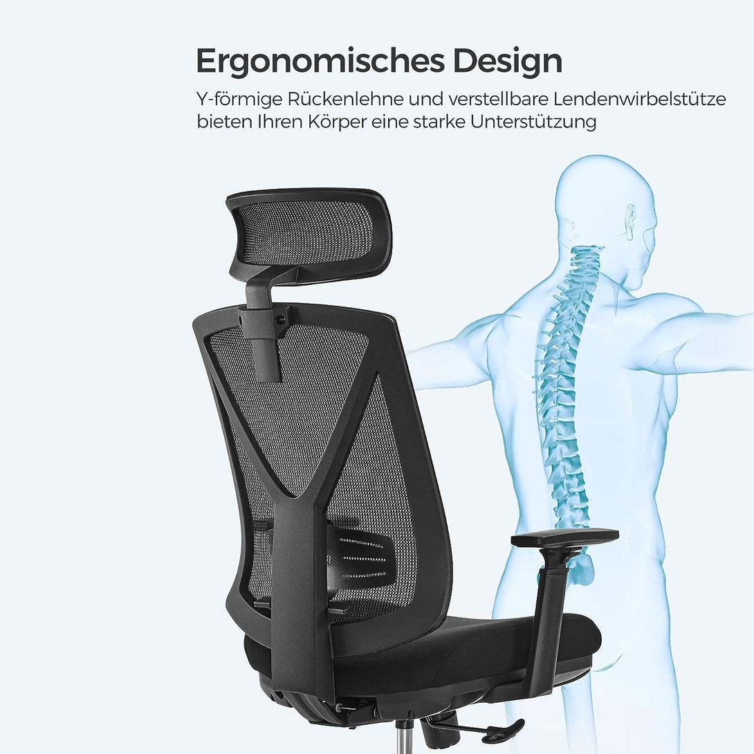 Ergonomikus irodai szék lábtartóval, maximális terhelés 150 kg, fekete-VASBÚTOR