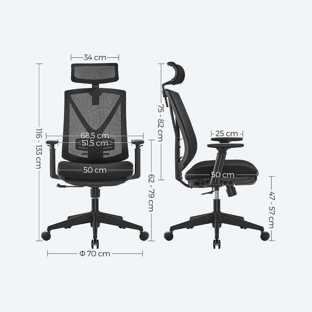 Ergonomikus irodai szék lábtartóval, maximális terhelés 150 kg, fekete-VASBÚTOR