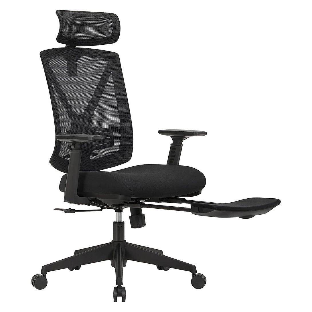 Ergonomikus irodai szék lábtartóval, maximális terhelés 150 kg, fekete-VASBÚTOR