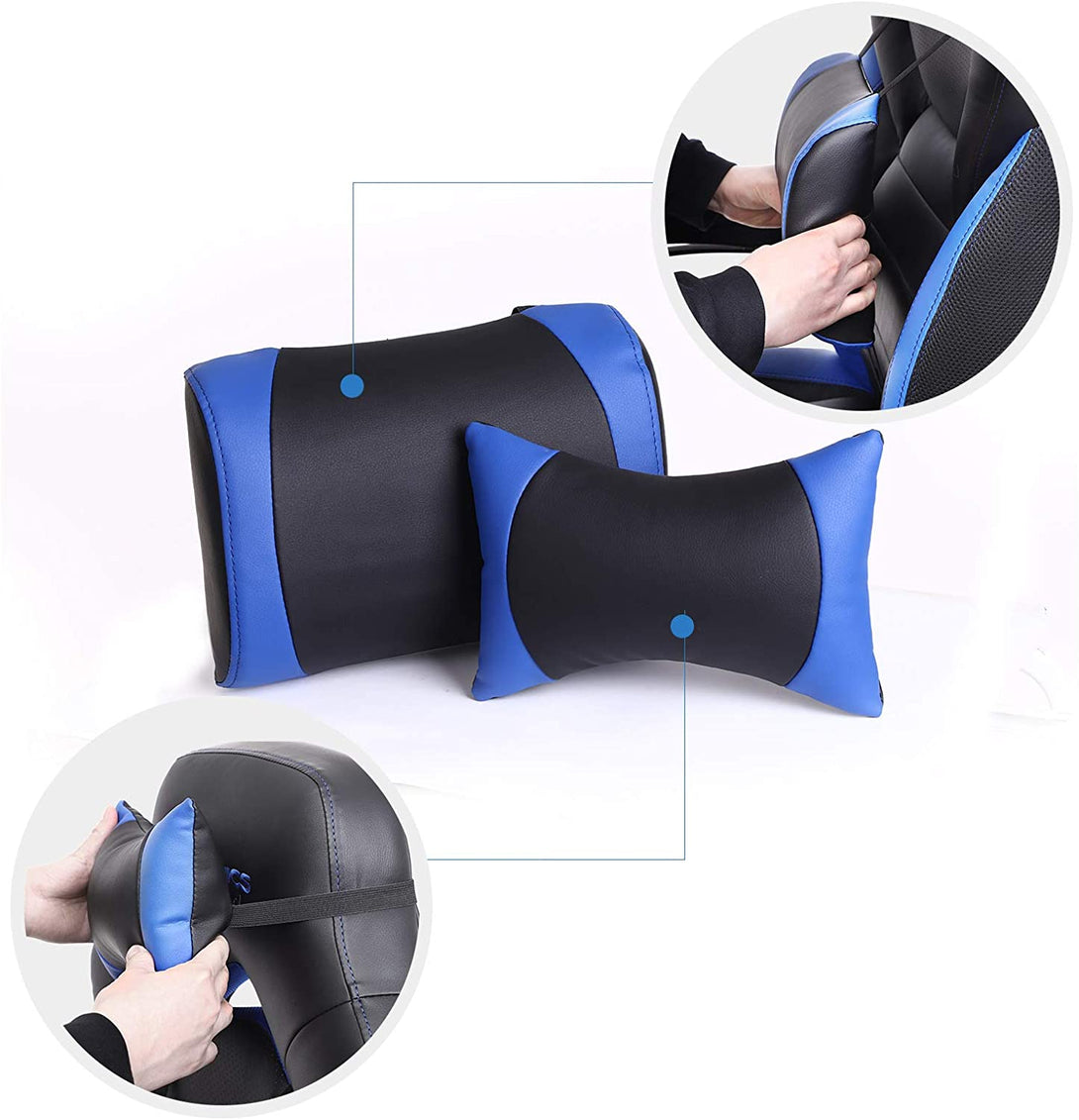 Ergonómikus irodai szék teleszkópos lábtartóval, kék és fekete-VASBÚTOR