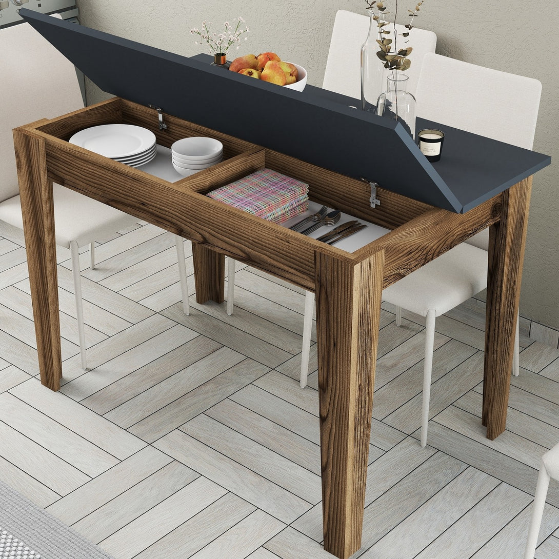 Étkező asztal Kiev 504 - Walnut, Anthracite-VASBÚTOR