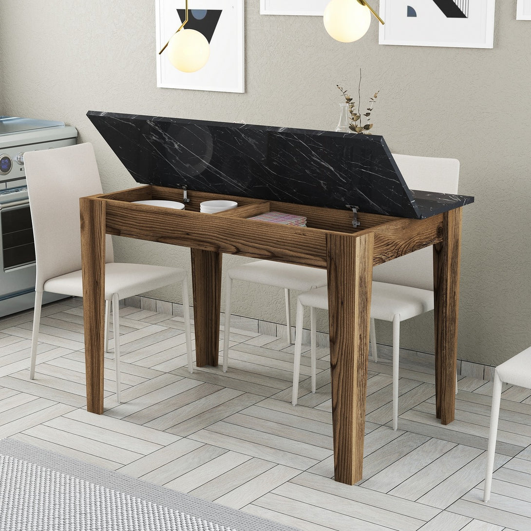 Étkező asztal Kiev 509 - Walnut, Black-VASBÚTOR